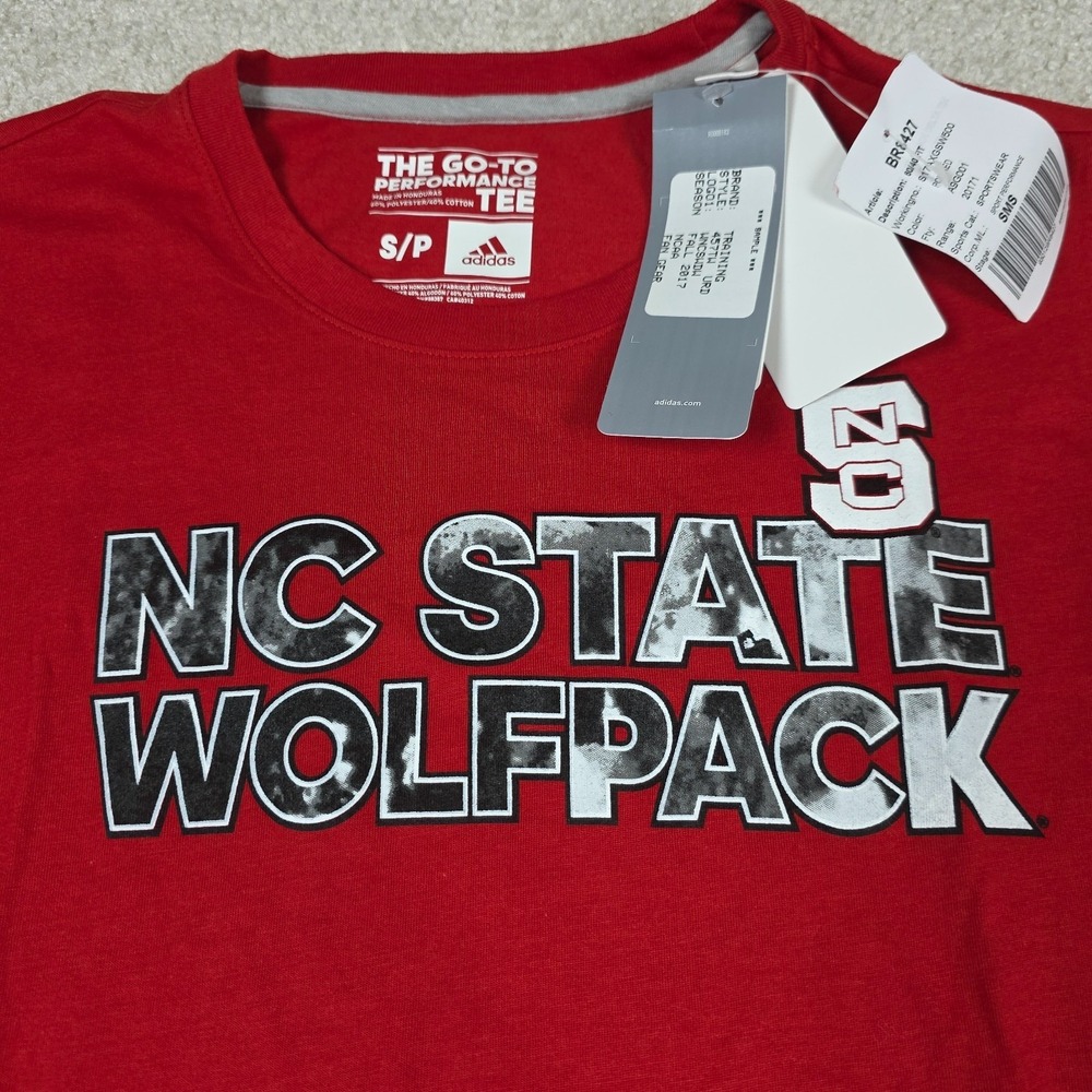 Adidas NC State Wolfpack T-Shirt Womens Small Red Performance Tee Climalite NWT